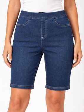 Erika Dark Blue Stretch Denim Bermuda Shorts